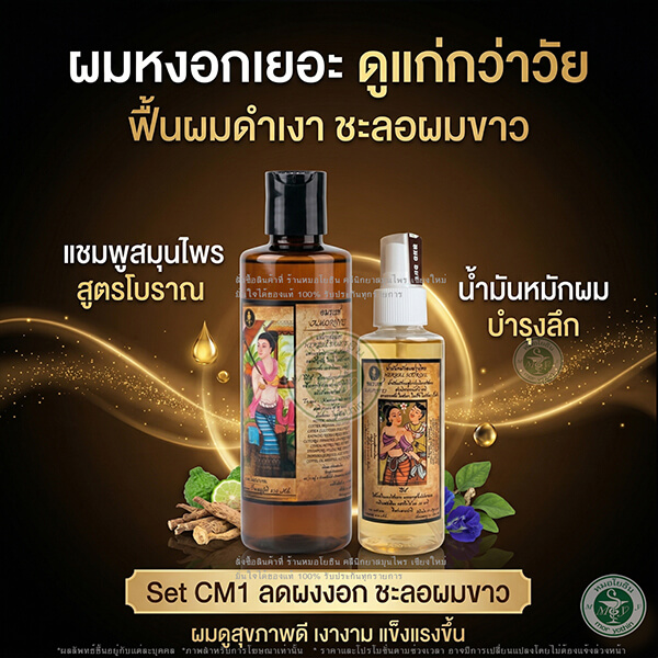 ชุดผลิตภัณฑ์สมุนไพรดูแลเส้นผมอมรเวช ตัวช่วยแก้ปัญหาผมหงอกก่อนวัย บำรุงล้ำลึกด้วยสารสกัดจากธรรมชาติ